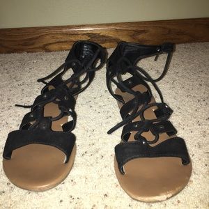lace up black sandals